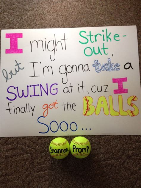 so she thought that would be creative way to ask him to HER HS homecoming. . Softball hoco proposals